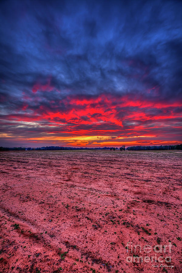 Red Sunset 3 Cotton Field Agriculture Farming Landscape Art Photograph by Reid Callaway