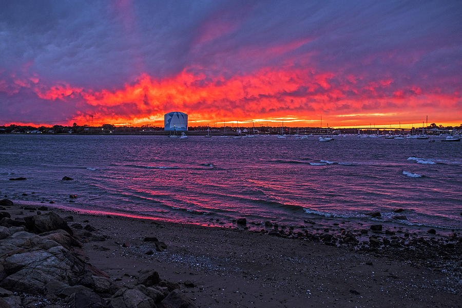 Red Sunset from the Salem Willows Salem MA Photograph by Toby McGuire