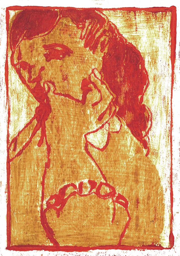 Red Thumb cheek girl Painting by Edgeworth Johnstone