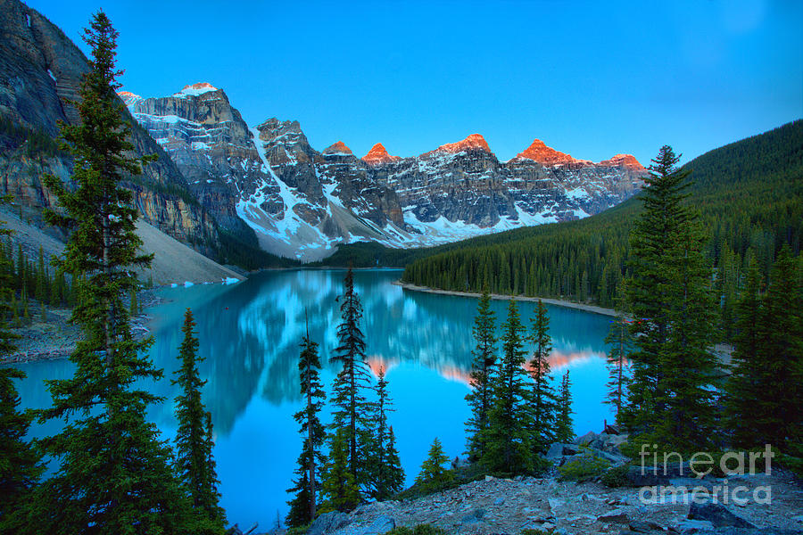 Red Tip Sunrise At Moraine Lake Photograph by Adam Jewell