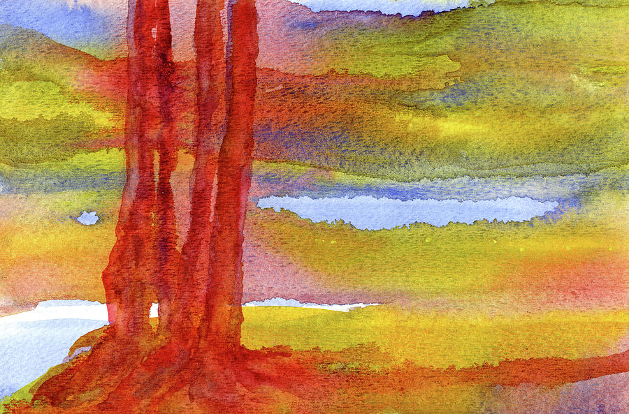 Summer Painting - Red Trees by Susan Porter