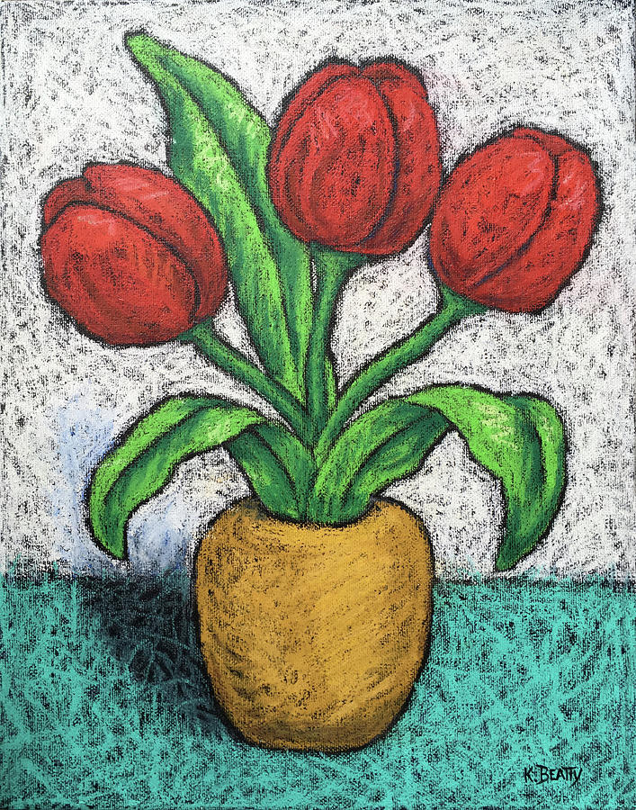 Red Tulips Painting by Karla Beatty