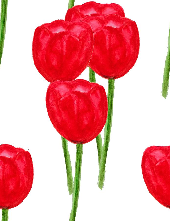 Red Tulips Mixed Media by Yolanda Holmon