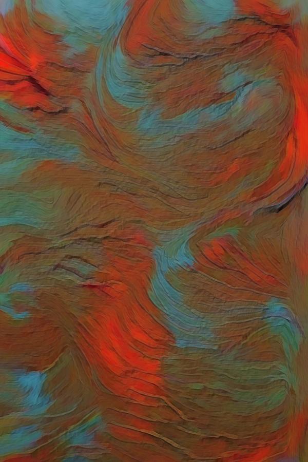 Red Turquoise Abstract Mixed Media by Bonnie Bruno