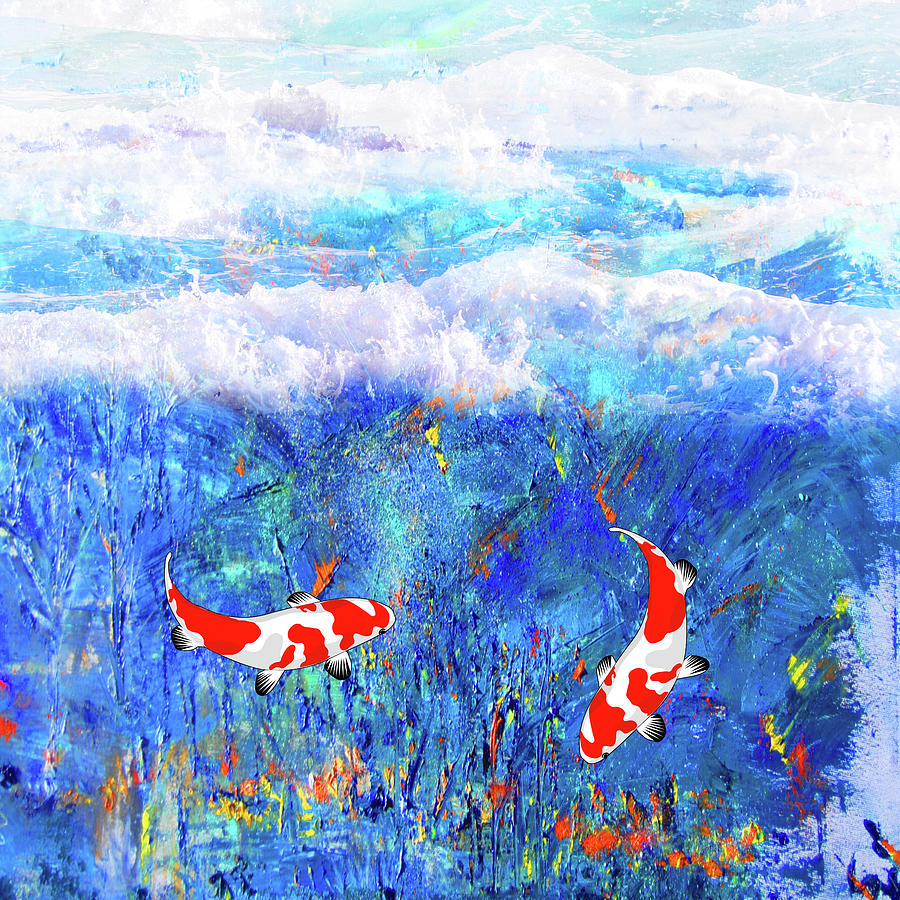 Animal Mixed Media - Red Twin Fish by Ata Alishahi