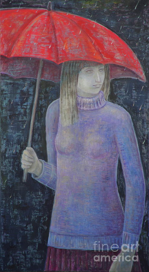 Red Umbrella, 2017 Painting by Ruth Addinall
