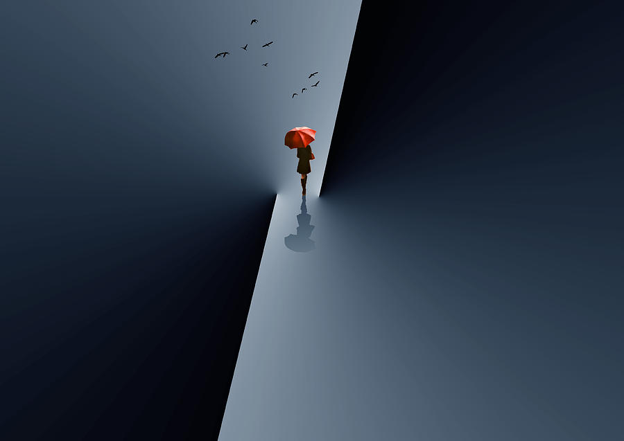 Bird Photograph - Red Umbrella by Ivan Huang