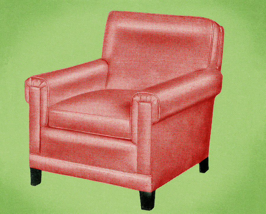 Vintage Drawing - Red Upholstered Chair by CSA Images