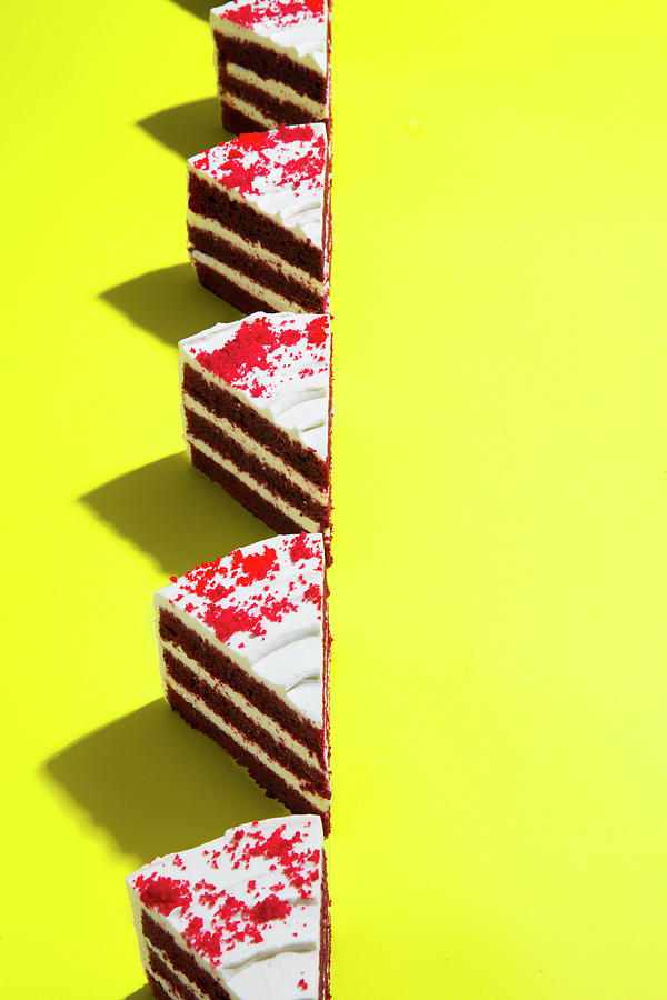 Red Velvet Cake On Yellow Background Photograph by Andr Ainsworth
