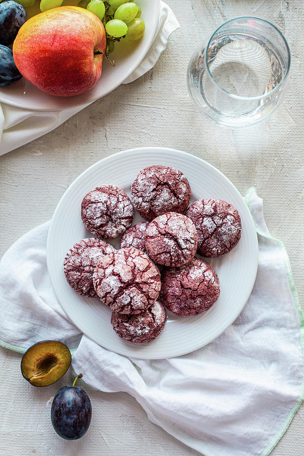 Red Velvet Crinkle Cookies Made With Beetroot Powder Photograph by Daniela Lambova