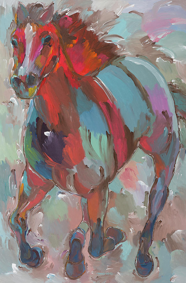 Horse Painting - Red Warrior by Hooshang Khorasani