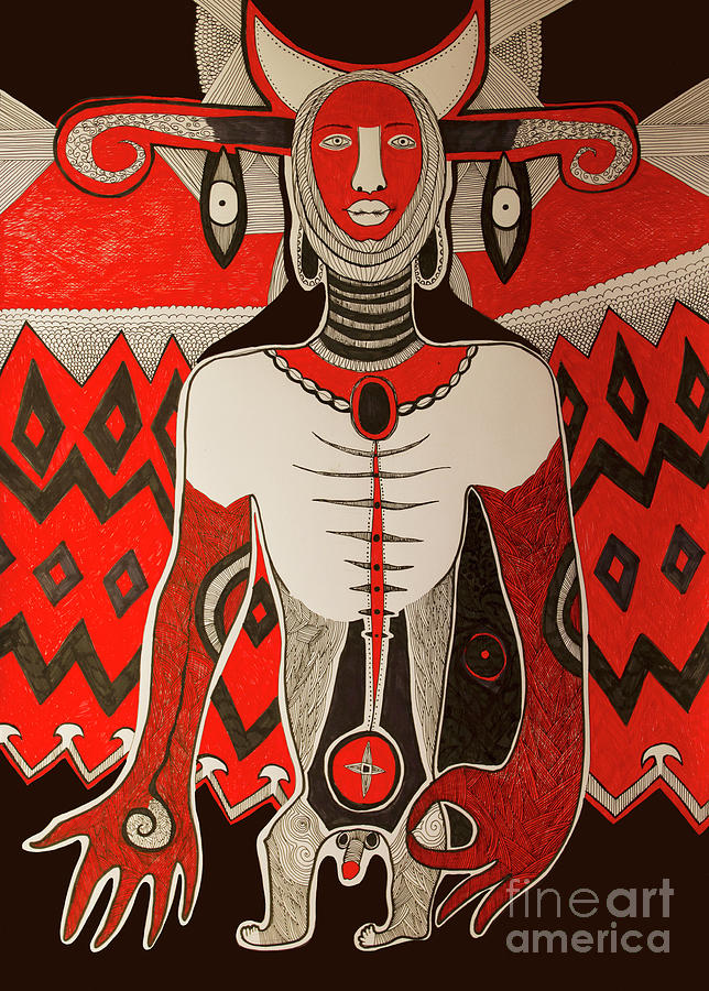 Red Warrior Painting by Zanara Nedelcheva Williams