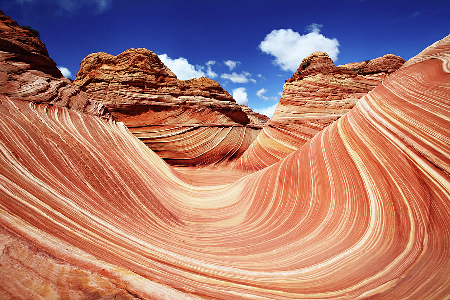 Red Wavy Sandstone Formation With Blue by Chung Hu