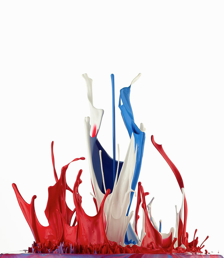 Red White And Blue Abstract Liquid Photograph by Don Farrall