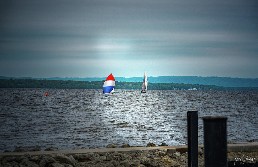 Red White And Blue Sailboat  Photograph by Phil S Addis