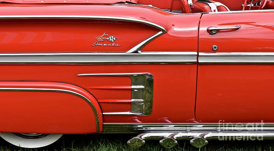 Red, White and Chrome Photograph by Ron Long