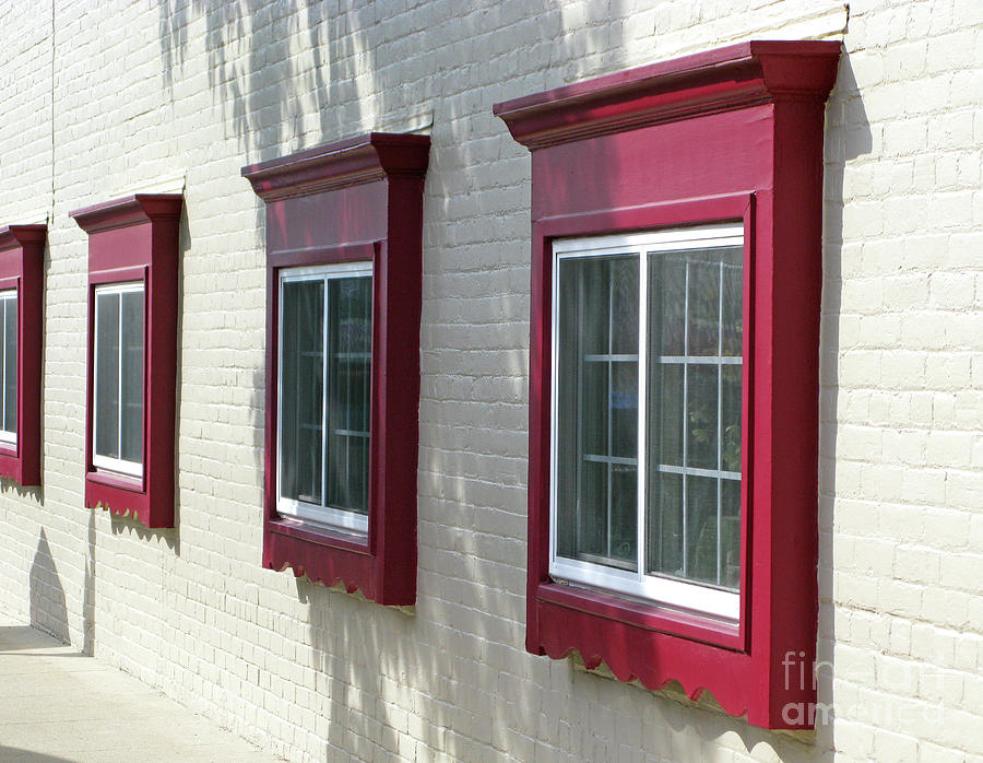 Red Windows in a Row Photograph by Ann Horn