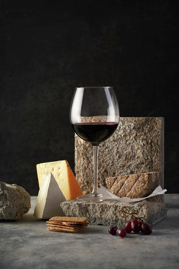 Red Wine And Cheese Still Life Photograph by Malgorzata Stepien