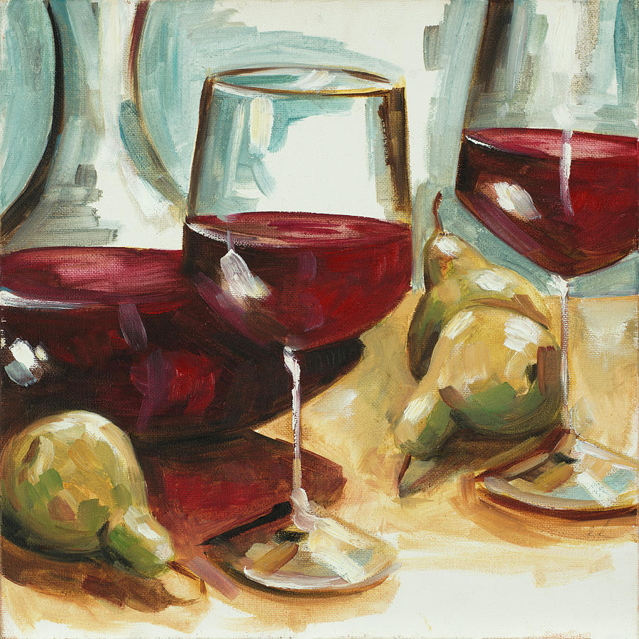 Wine Painting - Red Wine And Pears by Heather A. French-roussia