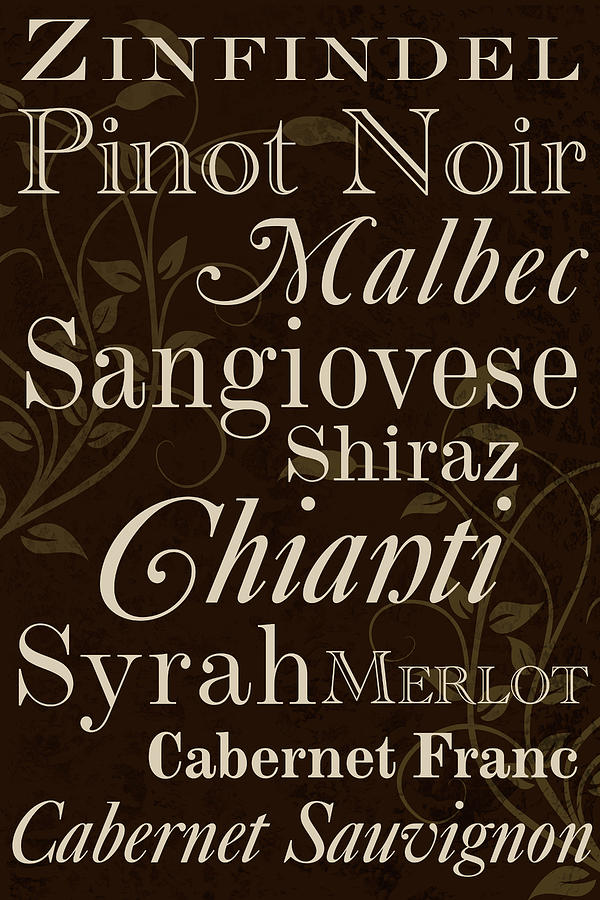 Red Wine Typography Digital Art by Melanie Parker