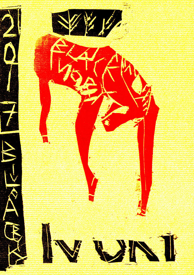 Red Wolf Black Ivory Woodcut Poster 8 Digital Art by Edgeworth Johnstone