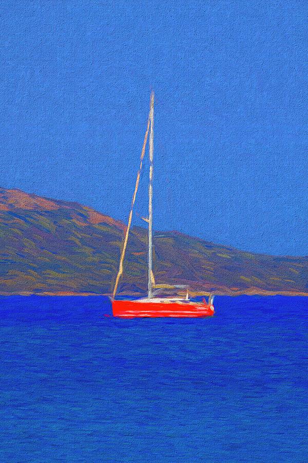Red Yacht Art Photograph