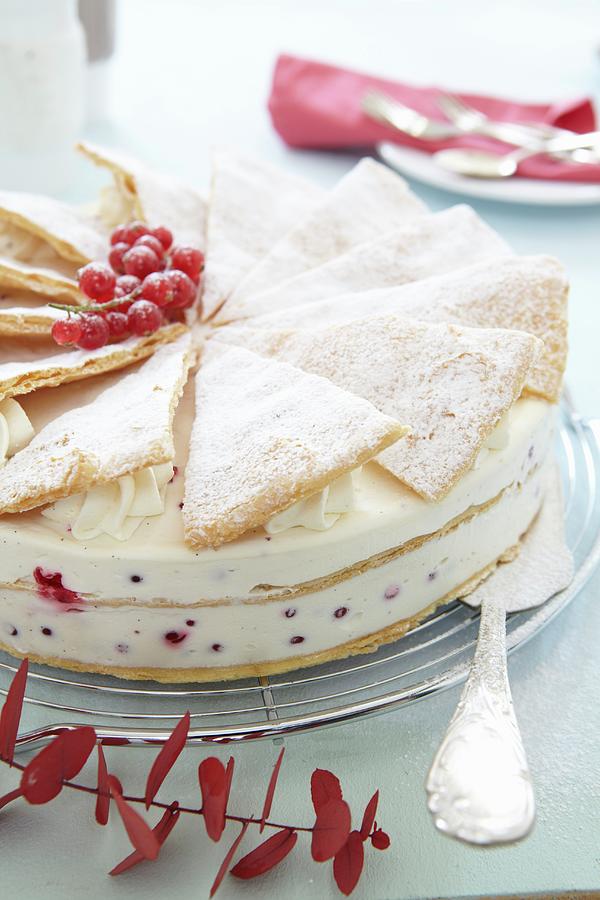 Redcurrant Layer Cake With Puff Pastry Triangles Photograph by Kirchherr, Jo