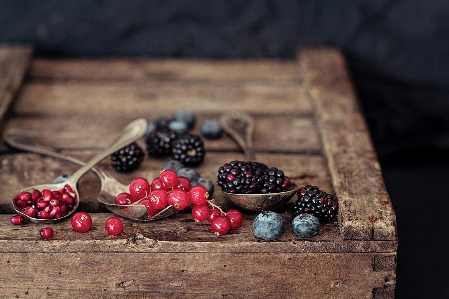 Redcurrants, Pomegranate, Blueberries, Blackberries And Raspberries Photograph by Random Chair