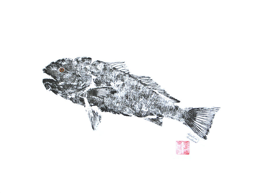 Redfish Ascending - Black and White Painting by Adrienne Dye