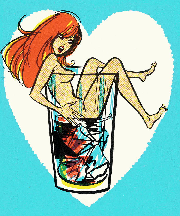 Vintage Drawing - Redhead in Drink by CSA Images