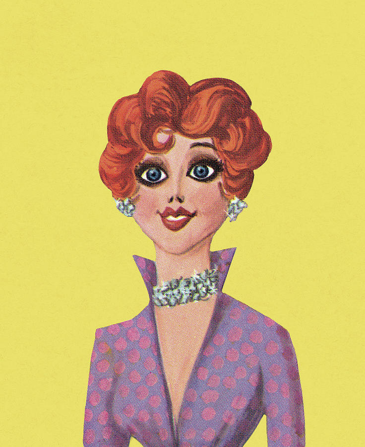Vintage Drawing - Redheaded Woman by CSA Images