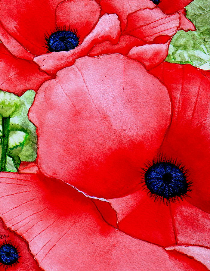 RedPops 2 Watercolor Painting by Kimberly Walker