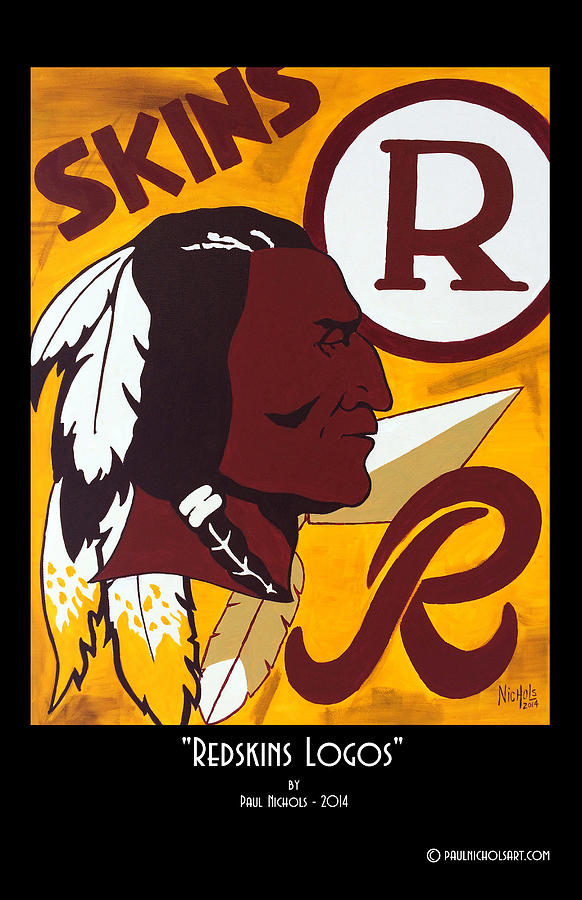 Redskins Logos Painting by Paul Nichols