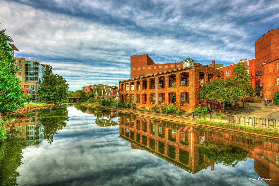 Greenville SC Wyche Pavilion Reflections Reedy River Falls Park Architectural Cityscape Art Photograph by Reid Callaway