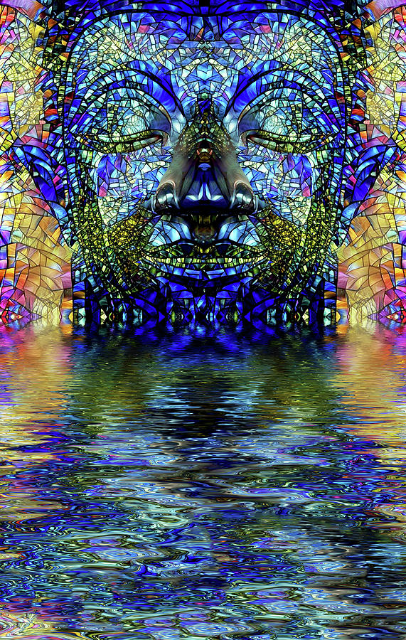 Reflecting on Buddha Digital Art by Peggy Collins
