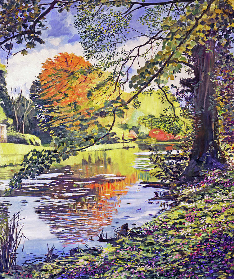 Reflecting The Autumn Leaves Painting by David Lloyd Glover