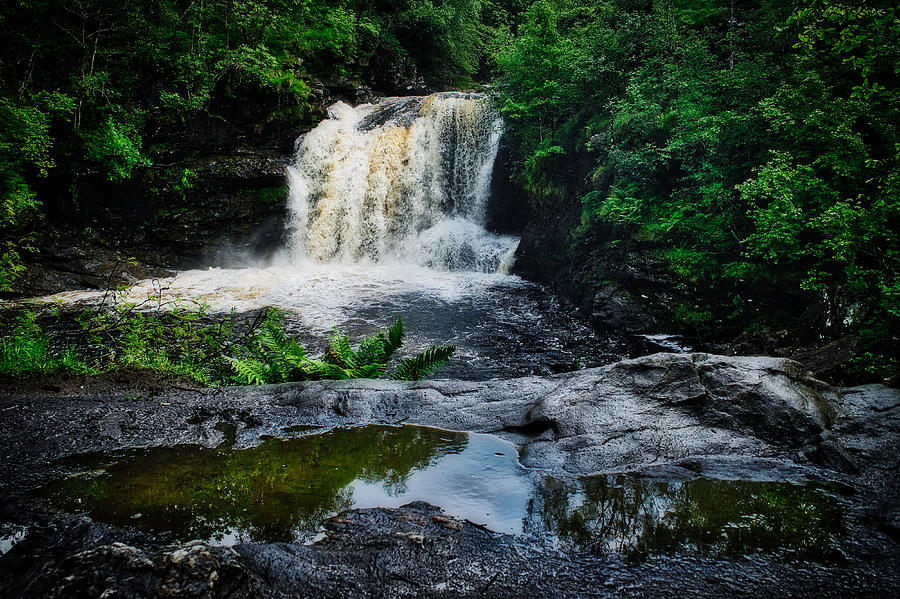Reflection by the Waterfall - Scotland Photograph by Stuart Litoff
