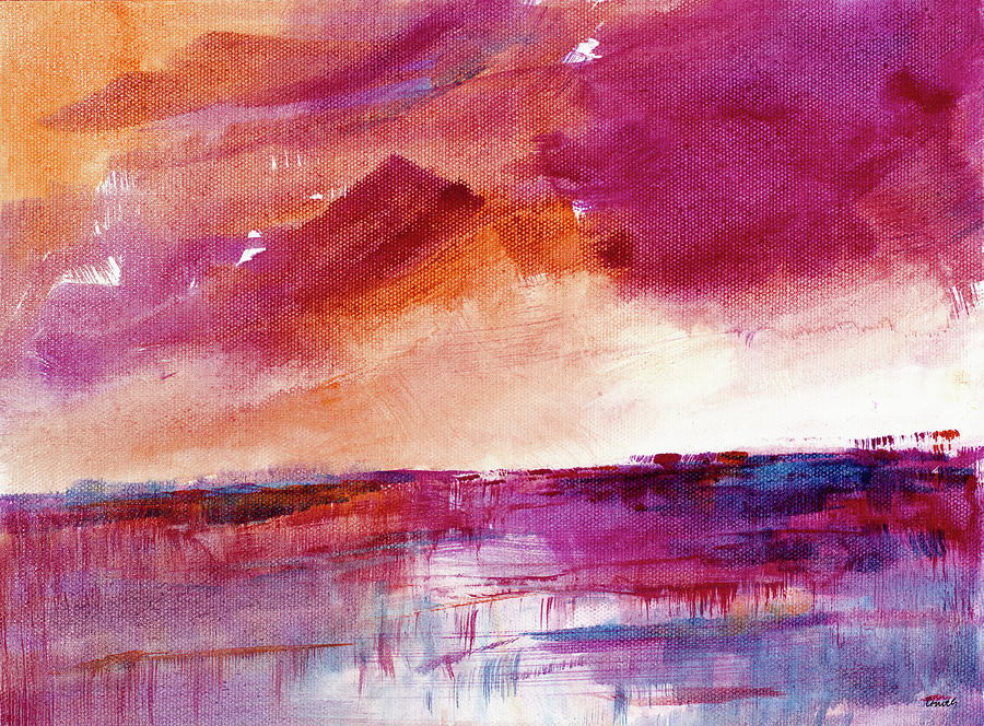Abstract Mixed Media - Reflection Of A Crimson Sky by Lanie Loreth