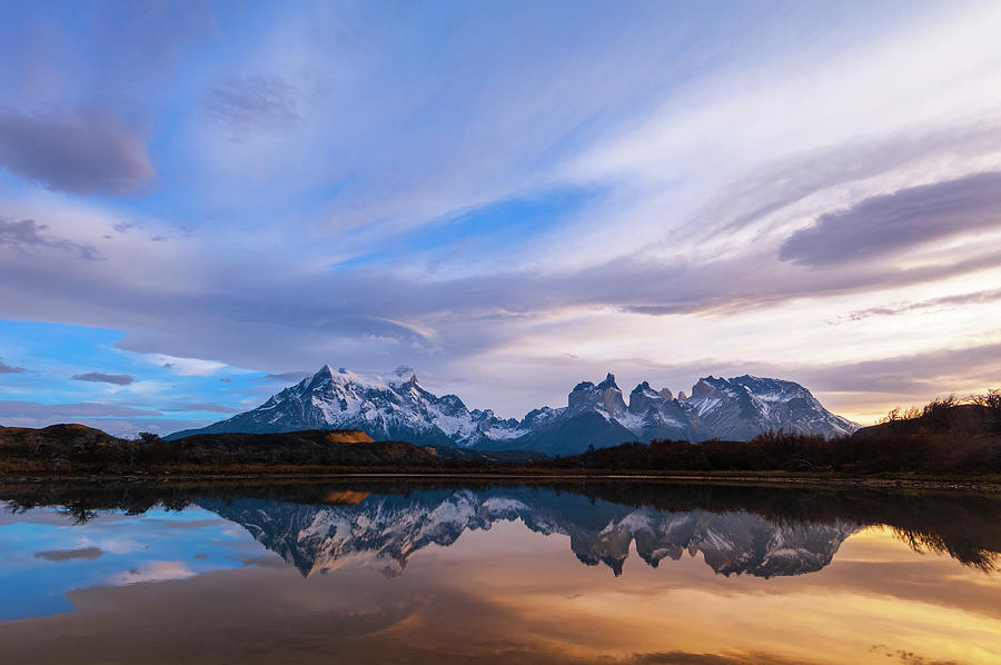 Reflection Of Alps In Lake, Lago Pehoe, Torres Del Paine National Park ...