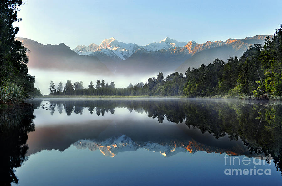 Pond Photograph - Reflection Of Lake Matheson by Supachart Pond Photograph - Reflection Of Lake Matheson by Supachart