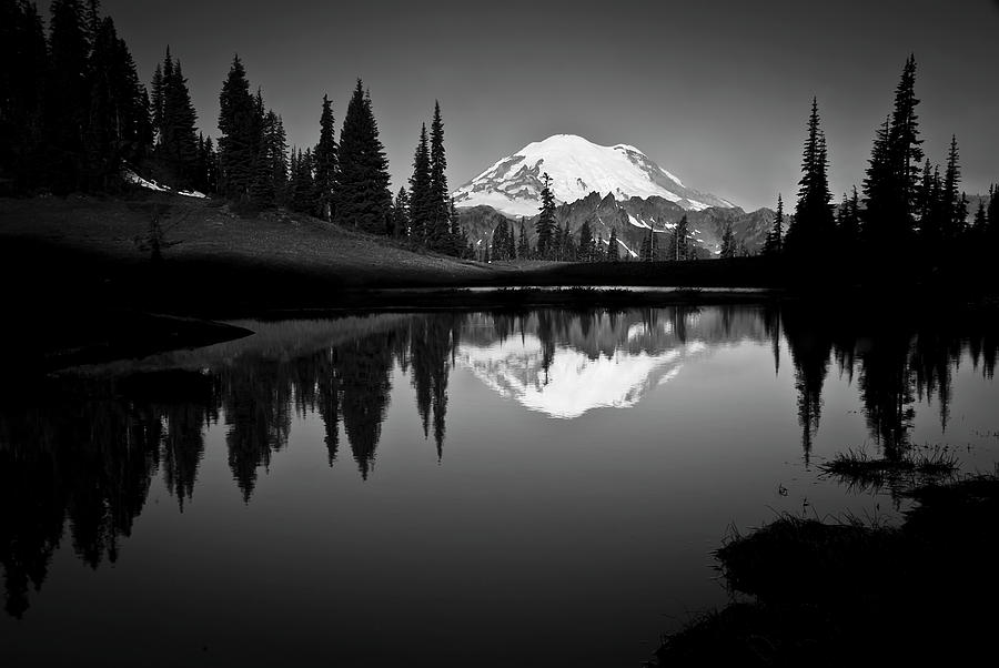 Reflection Of Mount Rainer In Calm Lake Photograph by Bill Hinton Photography