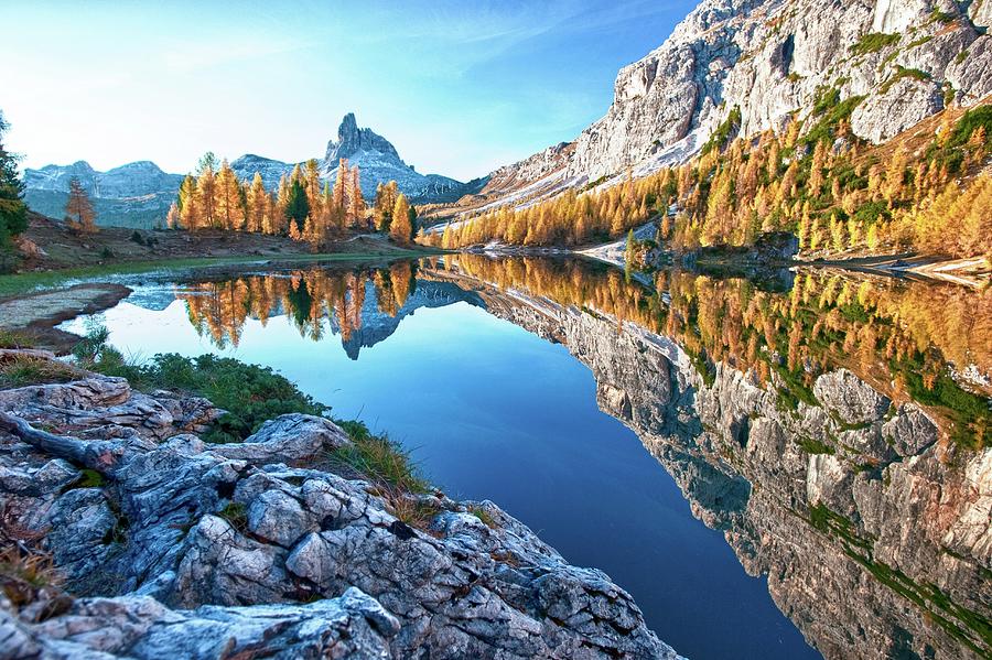 Reflection Of The Becco Di Mezzodi Photograph By Roberto Moiola - Fine 