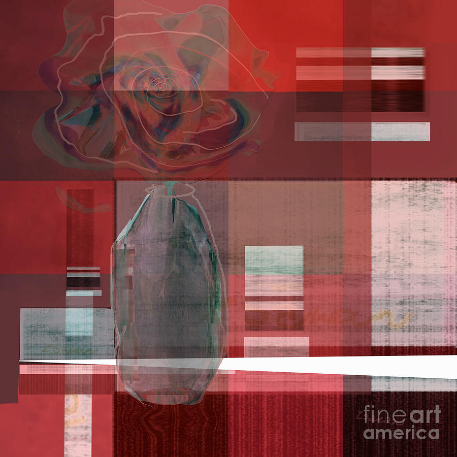 Reflection on a Red Plaid Tablecloth Mixed Media by Zsanan Studio