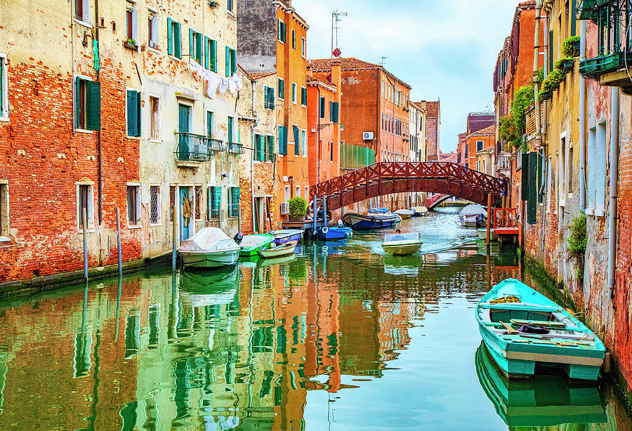 Reflection on a Venetian Canal Photograph by Lowell Monke