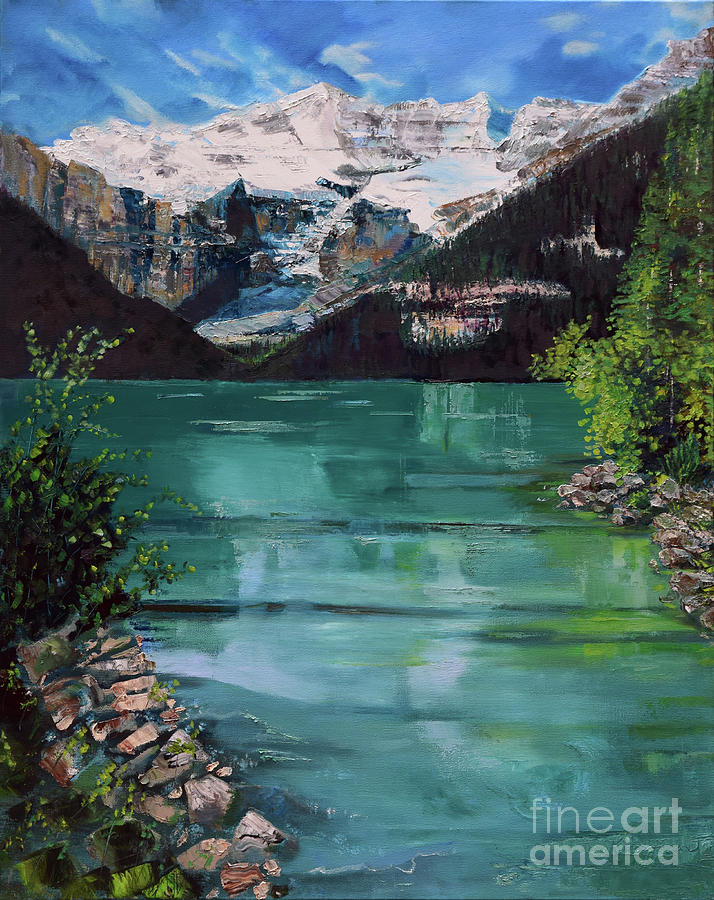 Banff National Park Painting - Reflections at Lake Louise  by Jan Dappen
