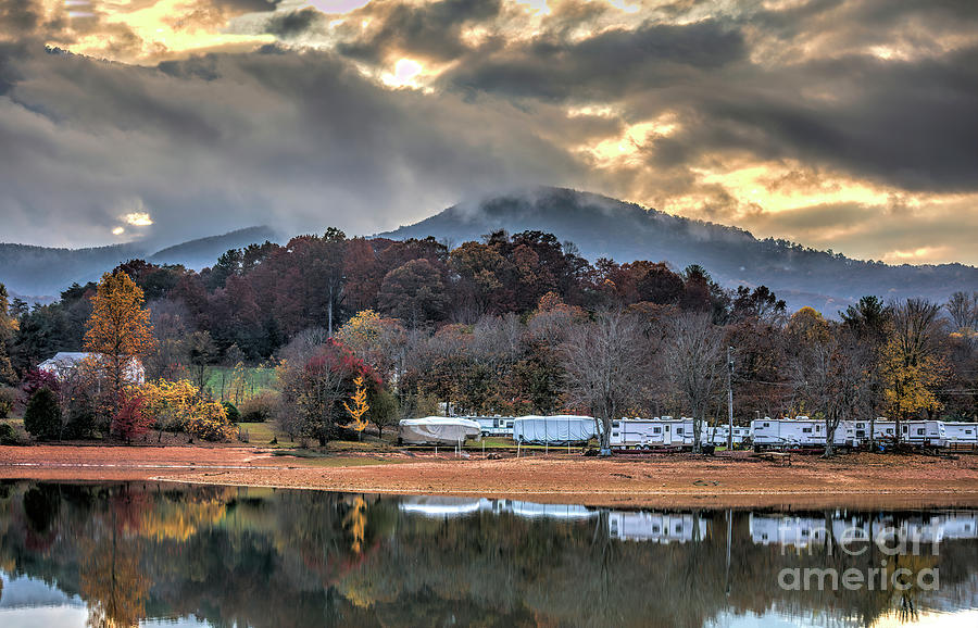 Reflections, Autumn At North Georgia Mountain Lake After Rain At Sunset Photograph by Felix Lai