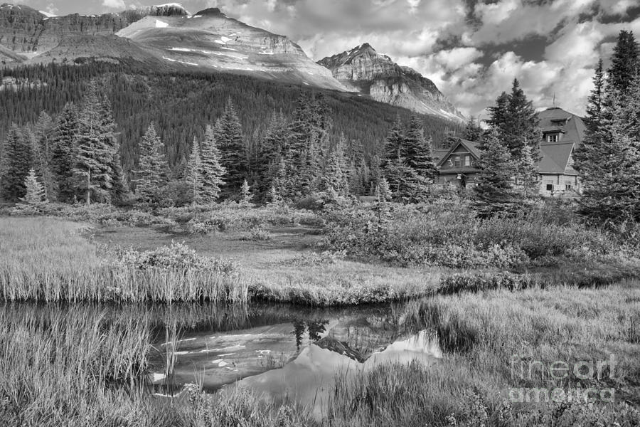 Reflections By The NTJ Lodge Black And White Photograph by Adam Jewell