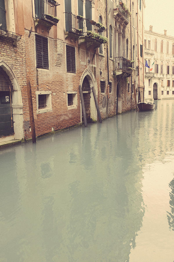 Reflections in a Back Street Canal - Venice Photograph by Georgia Fowler