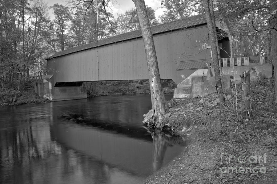 Reflections In The New Yok Battenkill River Black And White Photograph by Adam Jewell
