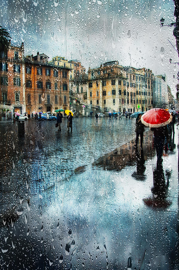 Umbrella Photograph - Reflections In The Sidewalk by Nicodemo Quaglia